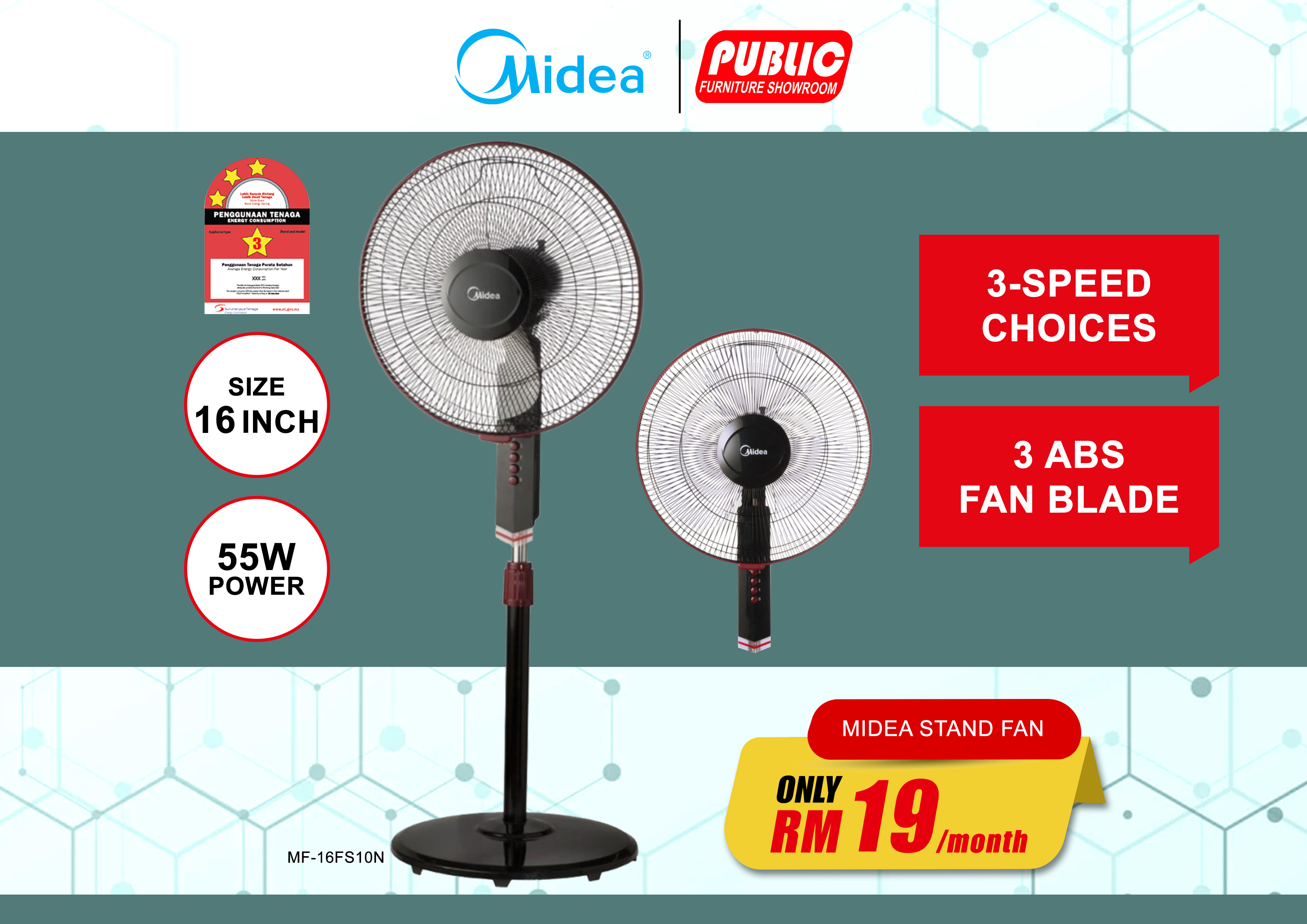 MIDEA STAND FAN 16 INCH